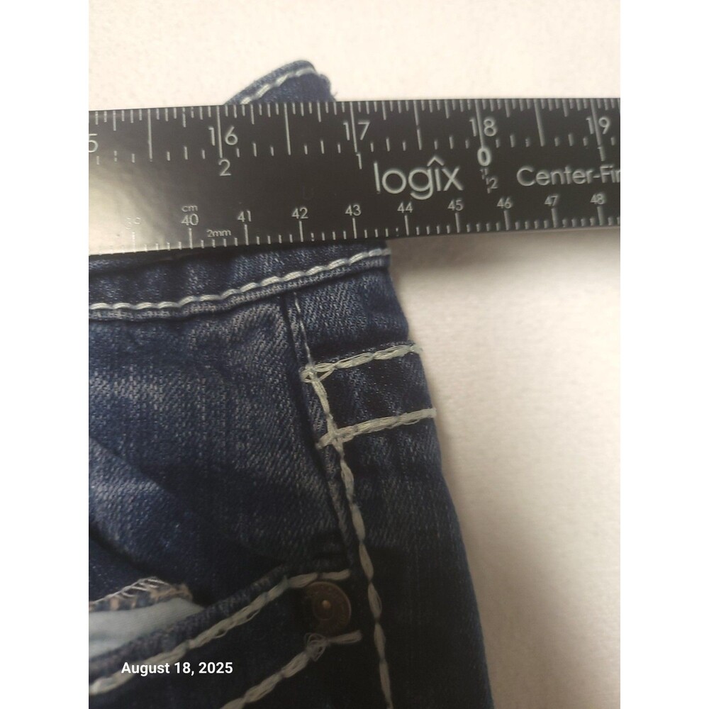 Maurices Thick Stitch Distressed Women's Straight Leg Blue Jeans ECU Size 11/12 - Picture 3 of 7